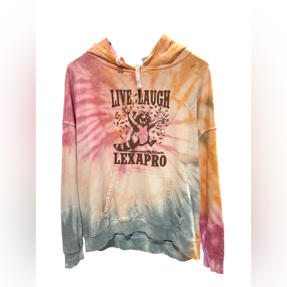 ☮️Live Laugh Lexapro Tie-Dye Graphic Hoodie Streetwear Sweatshirt Cozy Retro